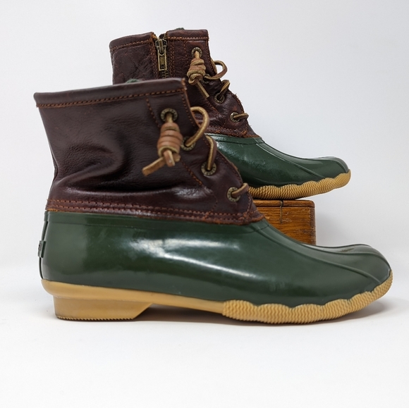 Sperry saltwater duck boot green and brown size 6.5 insulated winter boot - Picture 1 of 8